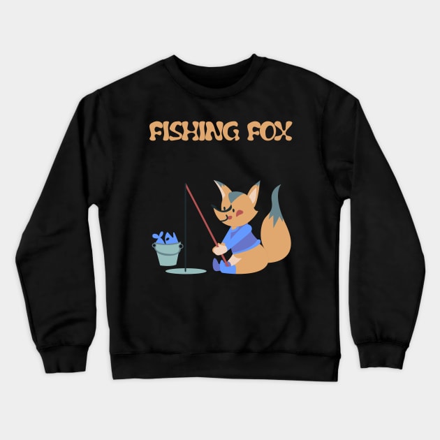 The fishing fox Crewneck Sweatshirt by Imutobi